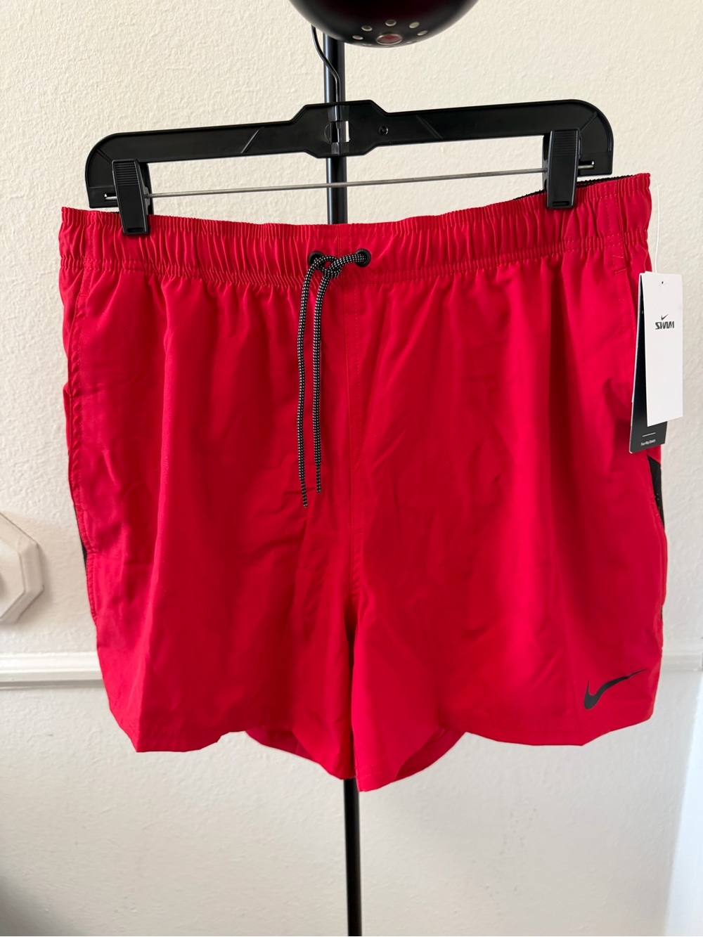 Nike Men’s Red Athletic Swim Shorts with Drawstring